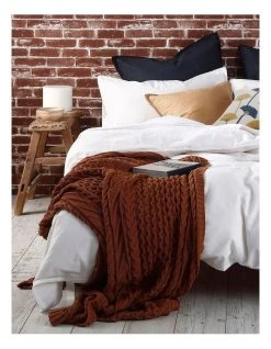 Promo 💯 M.M Linen Cable Knit Throw in Spice ❤️ -Cozy Bed Store 841634740 4 720x928