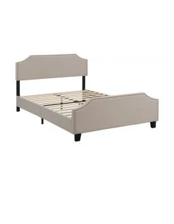 New ๐ IHOMDEC BEF03 Queen Size Wooden Upholstered Bed Frame Beige ๐งจ