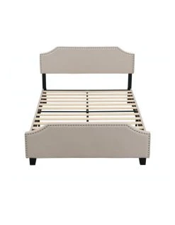 New 😍 IHOMDEC BEF03 Queen Size Wooden Upholstered Bed Frame Beige 🧨 -Cozy Bed Store 842431870 5 720x928