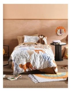 Discount 😉 Linen House Kids Big Cats Quilt Cover Set Terracotta 💯