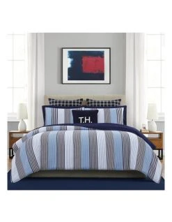 Deals 👏 Tommy Hilfiger Home Indigo Quilt Cover Set Striped Blue ✨