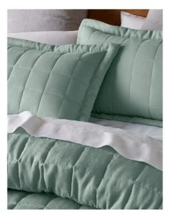Cheapest 👏 Australian House & Garden Sandy Cape Washed Belgian Linen Quilted Coverlet Eucalyptus 👏 -Cozy Bed Store 849720970 849721060 3 1 720x928