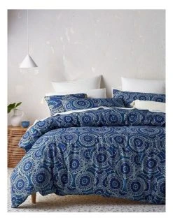 Budget 🌟 Warlukurlangu Artists x Vue Kirsty Anne Napanangka Martin Snake Vine Dreaming Quilt Cover Set Navy ⭐