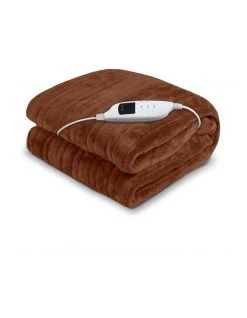New 🎉 Laura Hill Heated Electric Blanket Throw Rug Coral Warm Fleece Winter Brown 🎁