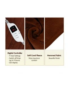 New 🎉 Laura Hill Heated Electric Blanket Throw Rug Coral Warm Fleece Winter Brown 🎁 -Cozy Bed Store 855666550 3 720x928