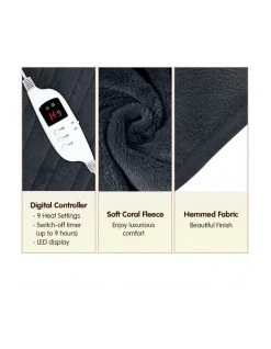 Coupon 🤩 Laura Hill Heated Electric Blanket Throw Rug Coral Warm Fleece Winter Grey 👏 -Cozy Bed Store 855666640 3 720x928