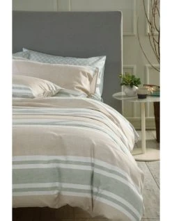 Hot Sale 🎉 Martha Stewart Meridian Stripe Quilt Cover Set Multicolour 😀