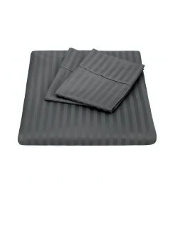 Brand new 🌟 Kensington 1200 Thread Count 100% Egyptian Cotton Sheet Set Stripe Hotel Grade In Charcoal 🥰