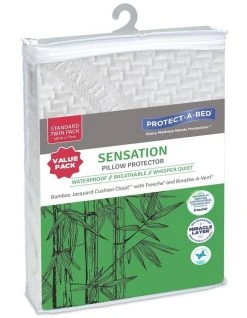 Deals ✨ Protect-A-Bed Sensation Bamboo Jacquard Waterproof Pillow Protector Twin Pack ❤️