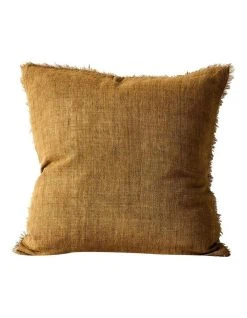 Best Pirce ⌛ Aura Home Vintage Linen Fringe Cushion in Bronze 🥰