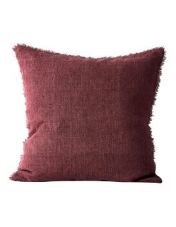 Promo 🛒 Aura Home Vintage Linen Fringe Cushion in Syrah ✨