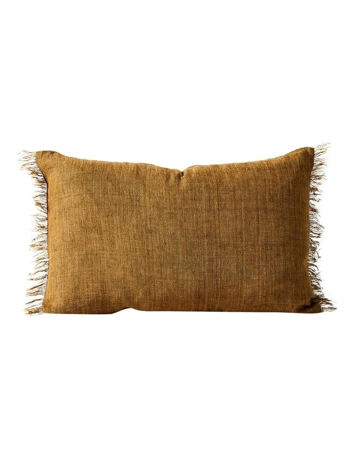 New ❤️ Aura Home Vintage Linen Fringe Rectangle Cushion in Bronze 🤩 1 New ❤️ Aura Home Vintage Linen Fringe Rectangle Cushion in Bronze 🤩