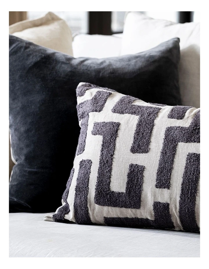 Cheap ⌛ Madras Link Kent Embroidery Cushion Charcoal 40x60cm ⭐ 2 Cheap ⌛ Madras Link Kent Embroidery Cushion Charcoal 40x60cm ⭐ - Image 2