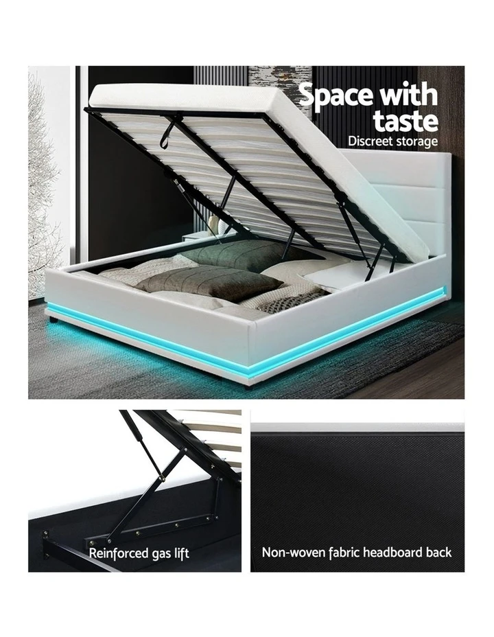 Cheap ❤️ Artiss Lumi Gas Lift Bed Frame Double White Leather 😀 7 Cheap ❤️ Artiss Lumi Gas Lift Bed Frame Double White Leather 😀 - Image 7