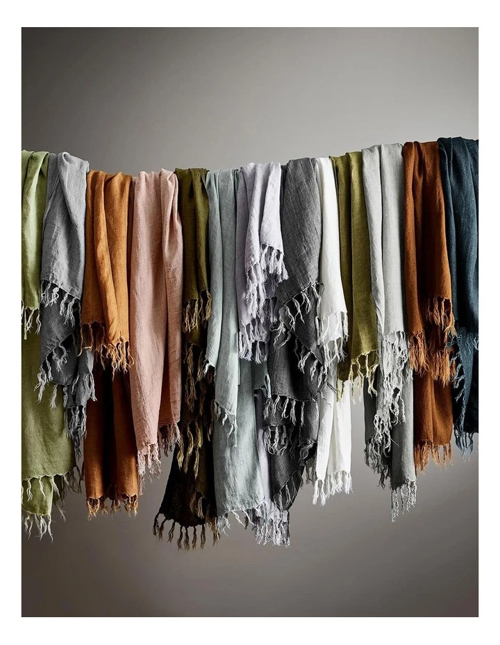 Brand new ⭐ Aura Home Vintage Linen Fringe Throw in Storm 🔔 2 Brand new ⭐ Aura Home Vintage Linen Fringe Throw in Storm 🔔 - Image 2