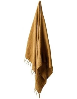 Budget ✨ Aura Home Vintage Linen Fringe Throw in Bronze 👏