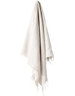 Promo 👏 Aura Home Vintage Linen Fringe Throw in Sand 😍