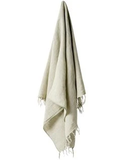 Hot Sale 🔔 Aura Home Vintage Linen Fringe Throw in Fennel 👏