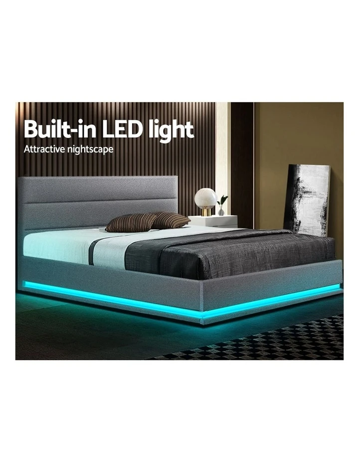 Promo ๐ Artiss Lumi Gas Lift Bed Frame Queen Grey Fabric ๐ 5 Promo ๐ Artiss Lumi Gas Lift Bed Frame Queen Grey Fabric ๐ - Image 5