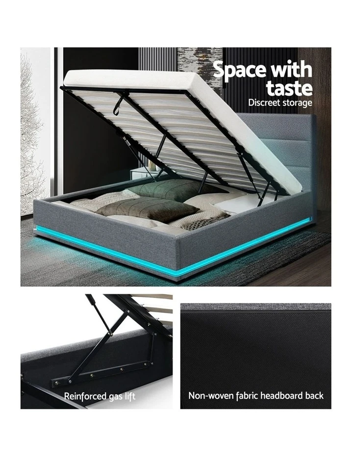 Promo ๐ Artiss Lumi Gas Lift Bed Frame Queen Grey Fabric ๐ 7 Promo ๐ Artiss Lumi Gas Lift Bed Frame Queen Grey Fabric ๐ - Image 7