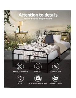 Coupon 🎉 Artiss Leo Metal Bed Frame King Single Size Black 🎉 -Cozy Bed Store 888188770 6 720x928