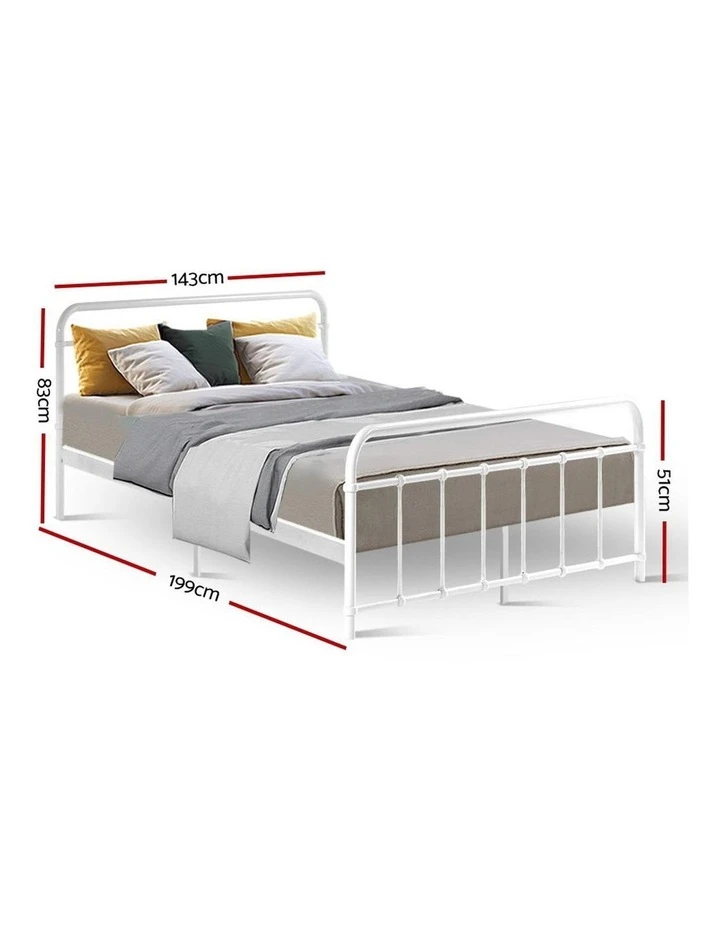 Best deal 🎉 Artiss Leo Metal Bed Frame Double Size White 👍 2 Best deal 🎉 Artiss Leo Metal Bed Frame Double Size White 👍 - Image 2